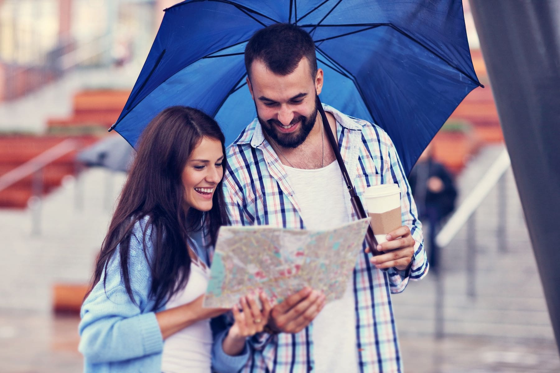 couple looking at a map